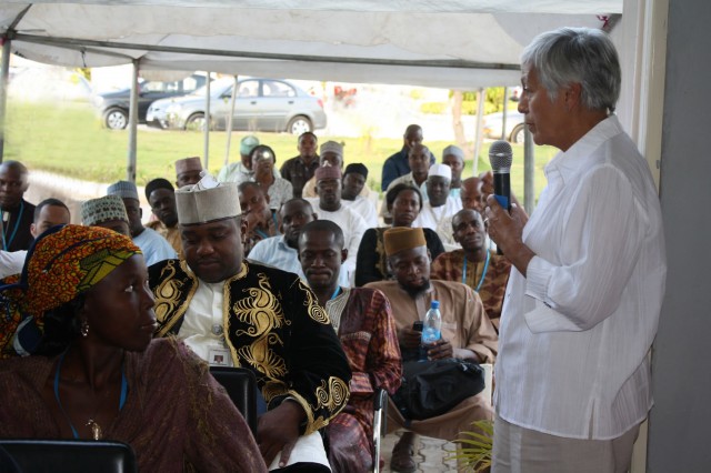 Creative President and CEO, Charito Kruvant, speaks to NEI staff in Nigeria