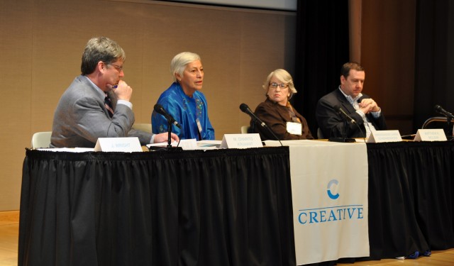 Charito Kruvant (second from left) speaks on a panel at this week's Making Markets Work event, hosted by Creative.