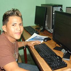 Panamanian Teenage Boy using computer