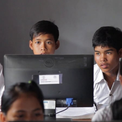 Cambodian Children at Computer
