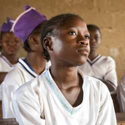 After fleeing attacks on her village by Boko Haram, Lillian (above) enrolled in a non-formal learning center and recently earned a place at a formal school. Photo by David Snyder.