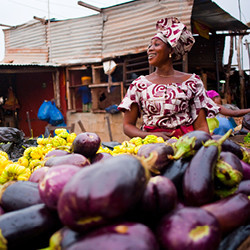 A Malian woman at a produce market.