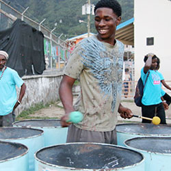 A boy plays the steel drums in Saint Lucia.