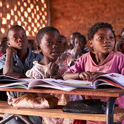 Grade school in class in Mozambique.