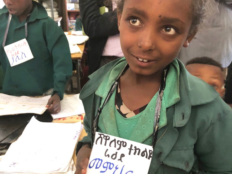 Young Ethiopian girl in a classroom.