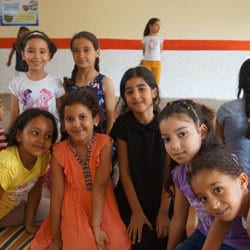 A group of Moroccan girls in a classroom